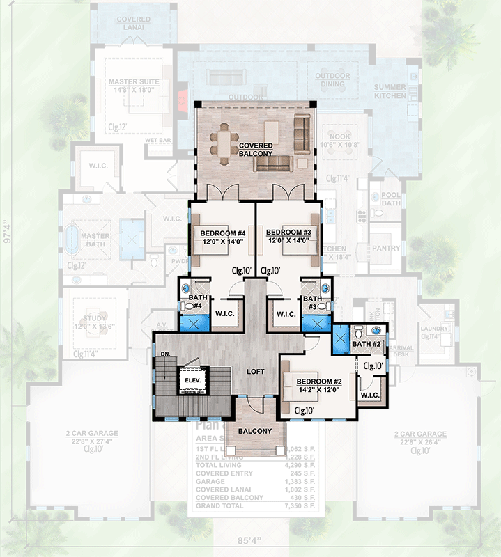 Plan 86049BW: Florida House Plan with Open Layout - Floor Plan - 2nd Floor - Coastal Contemporary, Contemporary, European, Florida-Style, Mediterranean, Transitional