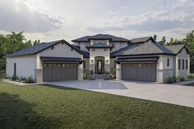 Tuscan-Inspired House Plan with Dual Garages