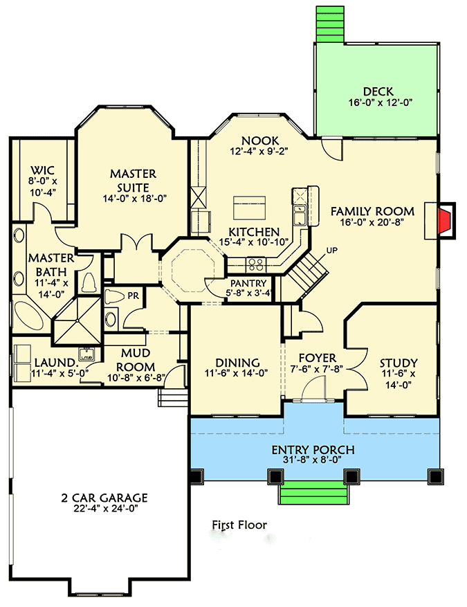 Plan 500017VV: Exciting Craftsman House Plan with First Floor Master Suite - 3332 Sq Ft - Floor Plan - Main Level - Country, Craftsman, Northwest