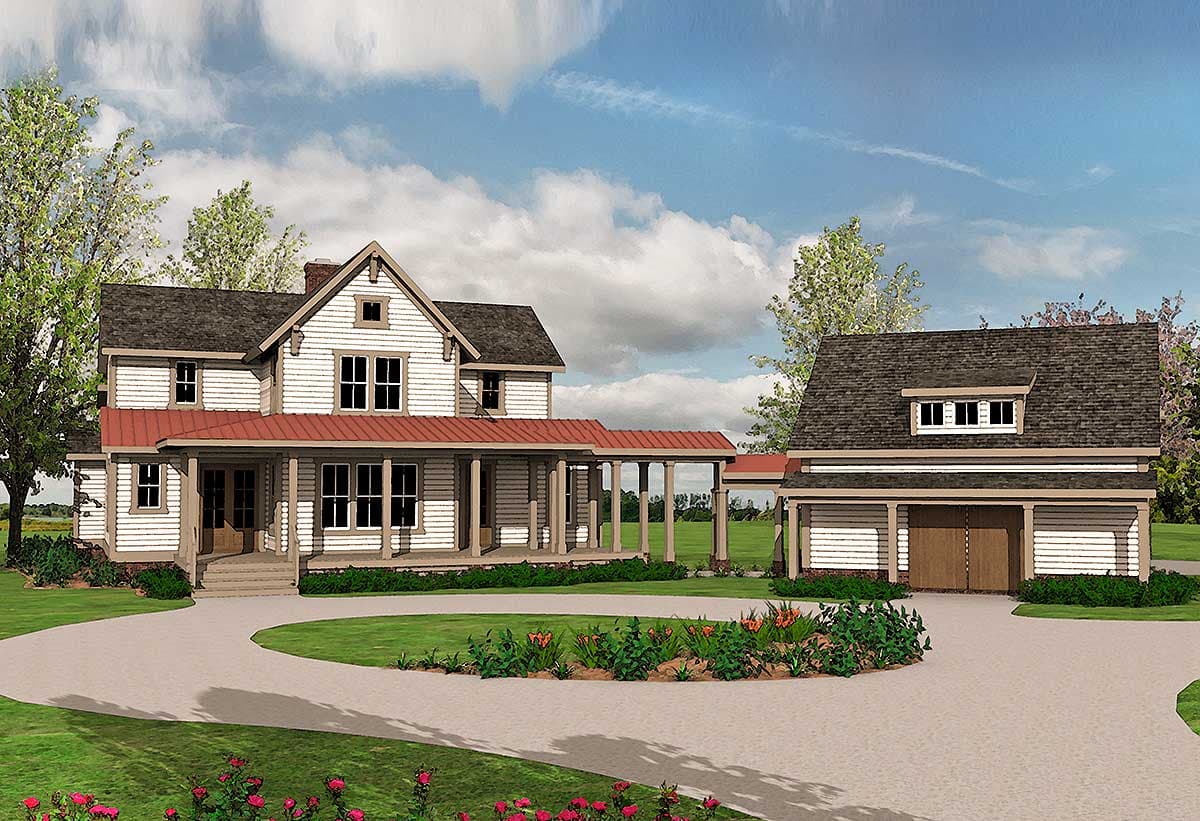 Plan 500018VV: Quintessential American Farmhouse with Detached Garage and Breezeway - 3134 Sq Ft - Image #16 - Cottage, Country, Farmhouse, Modern Farmhouse, New American, Southern, Traditional