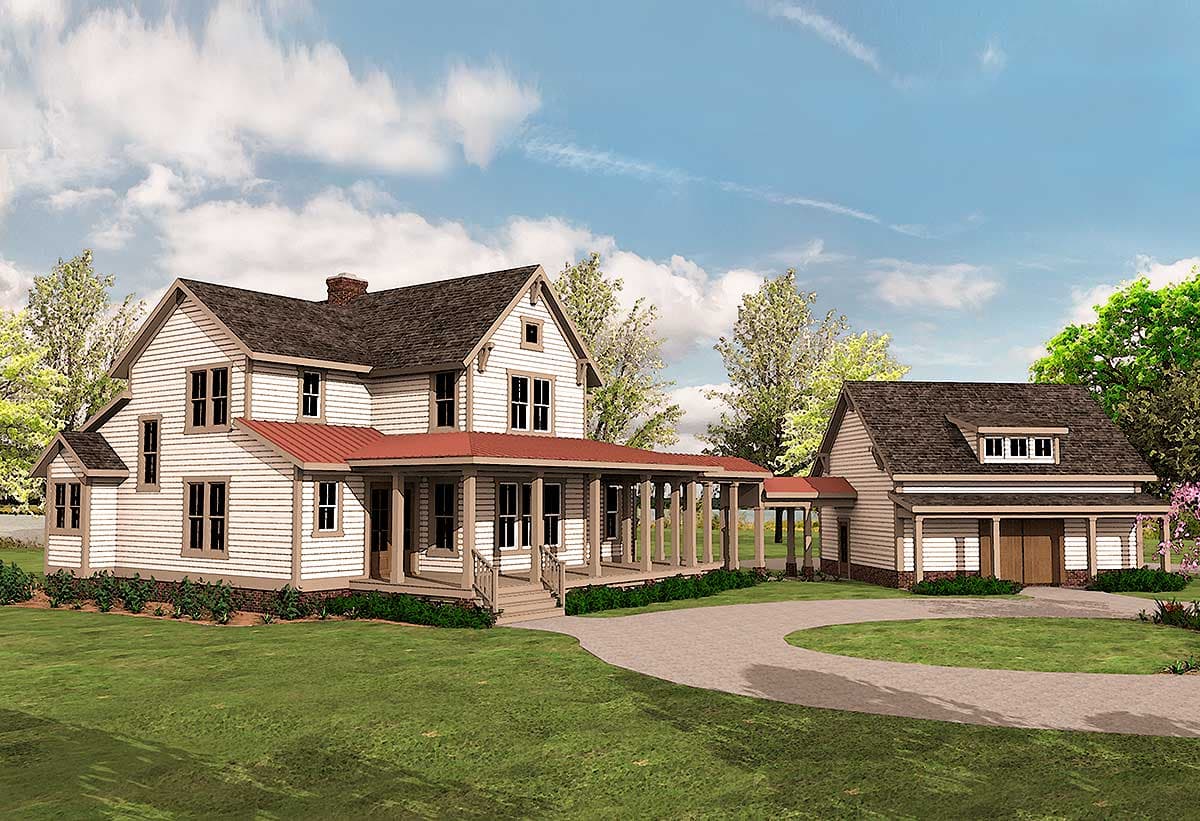 Plan 500018VV: Quintessential American Farmhouse with Detached Garage and Breezeway - 3134 Sq Ft - Image #17 - Cottage, Country, Farmhouse, Modern Farmhouse, New American, Southern, Traditional