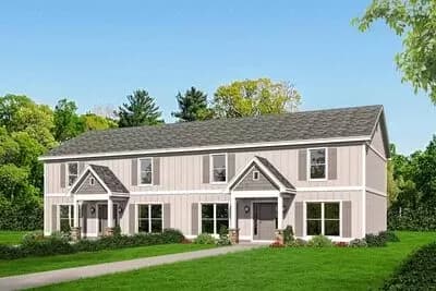 Duplex House Plan with Side-To-Side Living Room