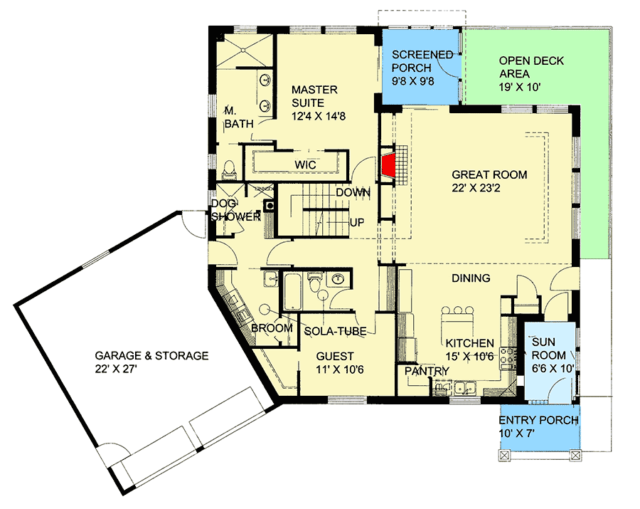 Plan 35542GH: Country Home with Library Loft - Floor Plan - Main Level - Country