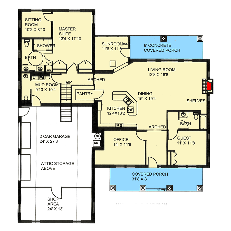 Plan 35543GH: Country House Plan with Master Sitting Room - Floor Plan - Main Level - Country, Northwest