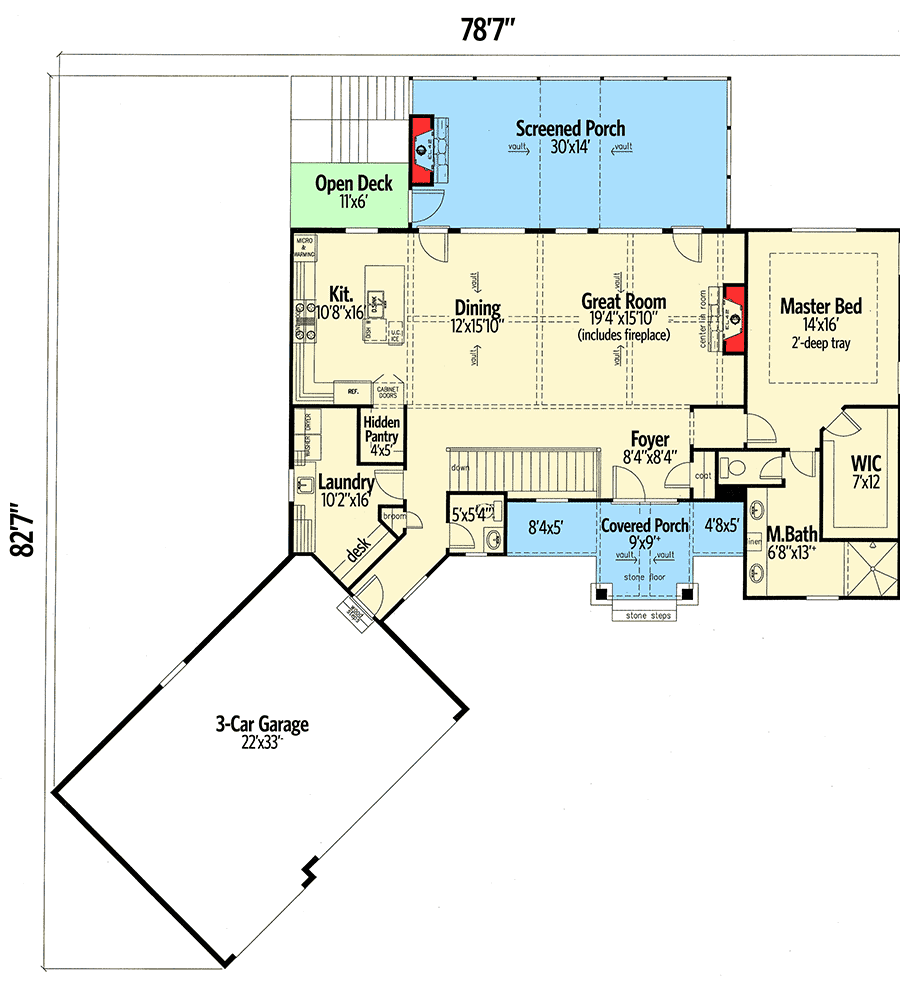 Plan 24367TW: Craftsman On The Lake - Floor Plan - Main Level - Craftsman, New American, Northwest