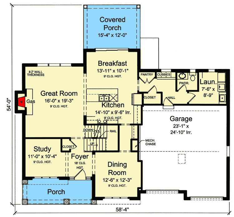 Plan 39263ST: Expandable Two-Story Craftsman House Plan - Floor Plan - Main Level - Colonial, Craftsman, Northwest