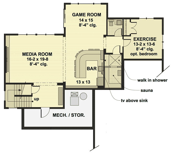 Plan 14654RK: Modern Farmhouse with Optional Finished Lower Level - 3447 Sq Ft - Floor Plan - Lower Level - Craftsman, Farmhouse, Modern Farmhouse, New American