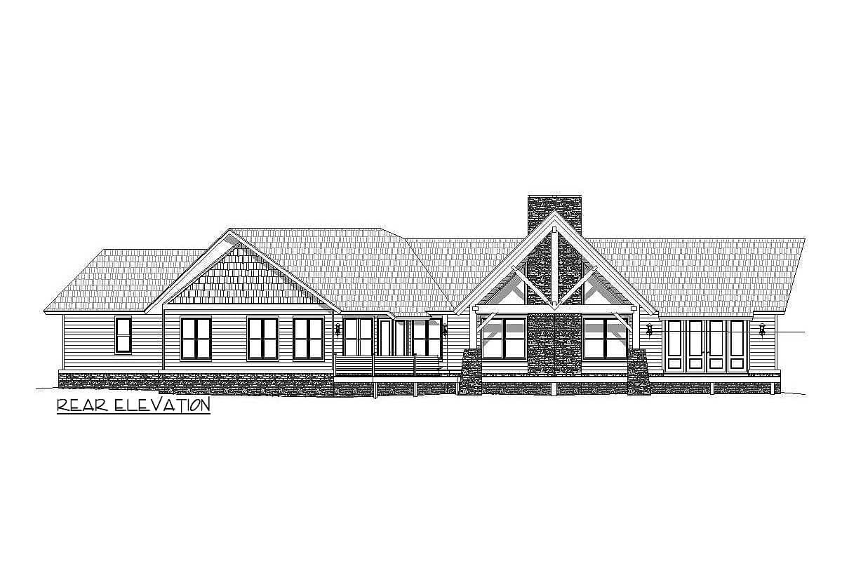 Plan 68490VR: Rustic Mountain Lodge with Vaulted Interior and Angled 2-Car Garage - Image #8 - Mountain, Ranch, Rustic