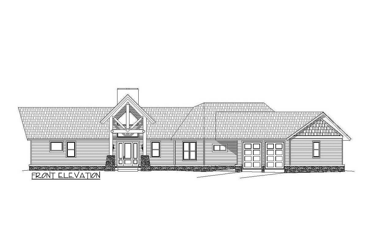 Plan 68490VR: Rustic Mountain Lodge with Vaulted Interior and Angled 2-Car Garage - Image #6 - Mountain, Ranch, Rustic