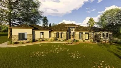 Spacious Two Bedroom Ranch House Plan