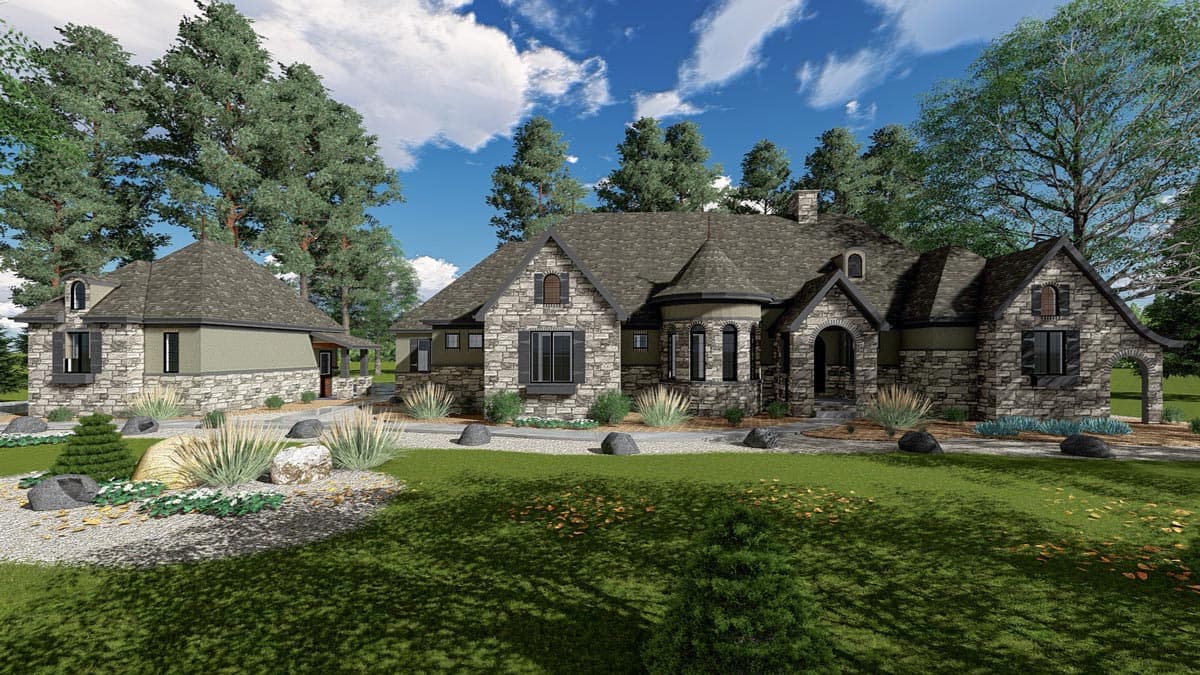 Plan 62676DJ: One Story European House Plan with Turret - Image #8 - European, French Country