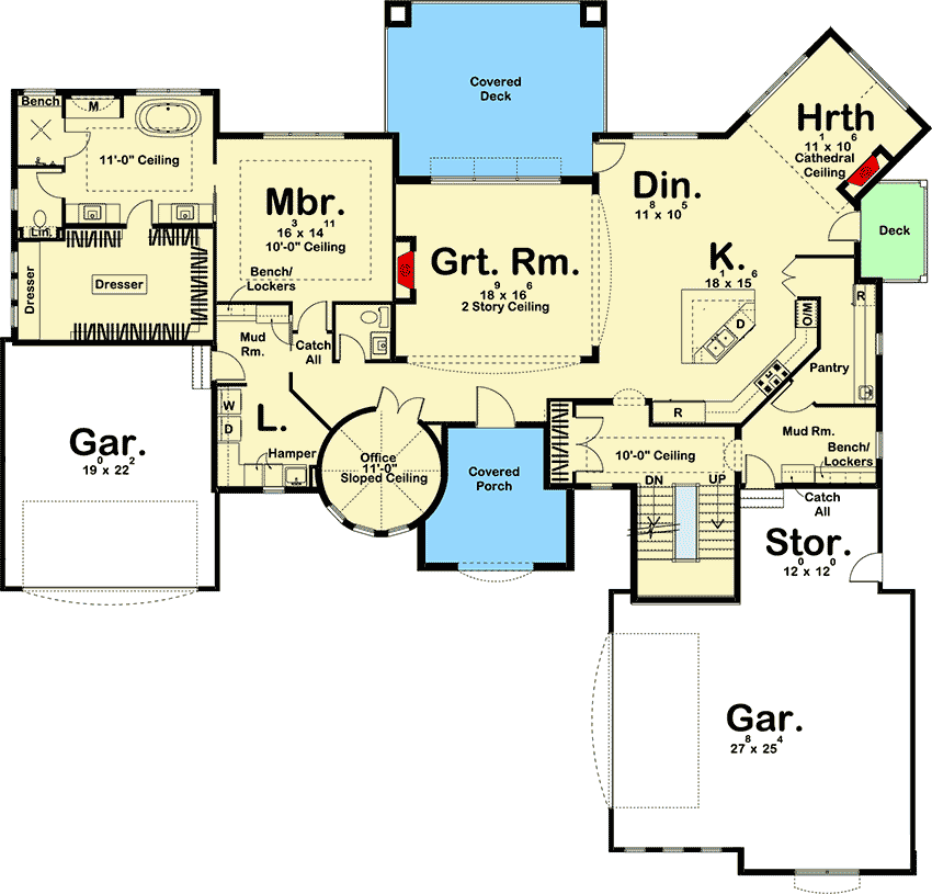 Plan 62679DJ: Tuscan House Plan with Circular Study - Floor Plan - Main Level - European, Mediterranean, Tuscan