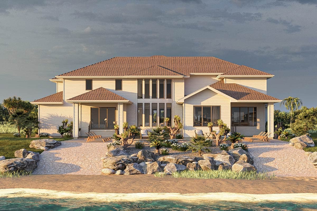 Plan 62682DJ: Luxurious 5-Bedroom Mediterranean House Plan with 2-Story Great Room - 4853 Sq Ft - Image #7 - Mediterranean, Spanish, Tuscan