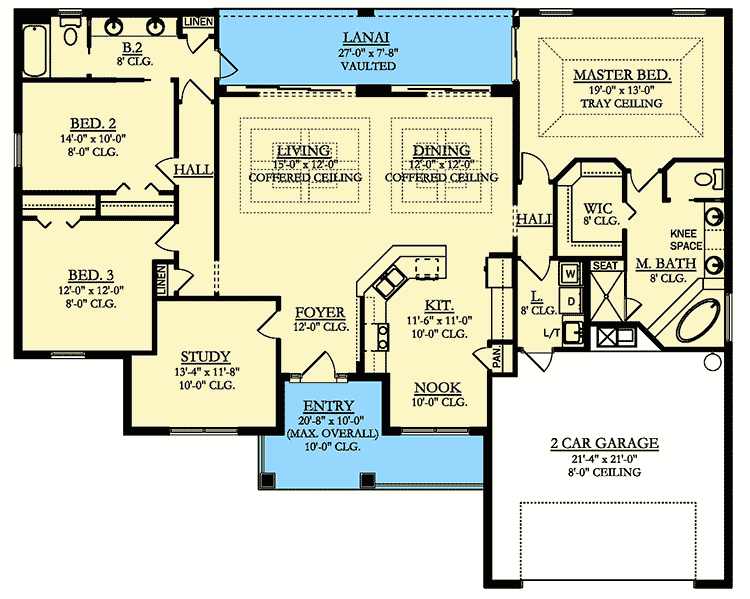 Plan 82216KA: One Floor Traditional House Plan - Floor Plan - Main Level - Ranch, Traditional