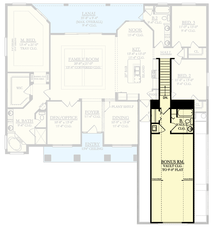 Plan 82220KA: Southern House Plan With Optional Bonus Room - Floor Plan - Bonus Over Garage - Southern, Traditional