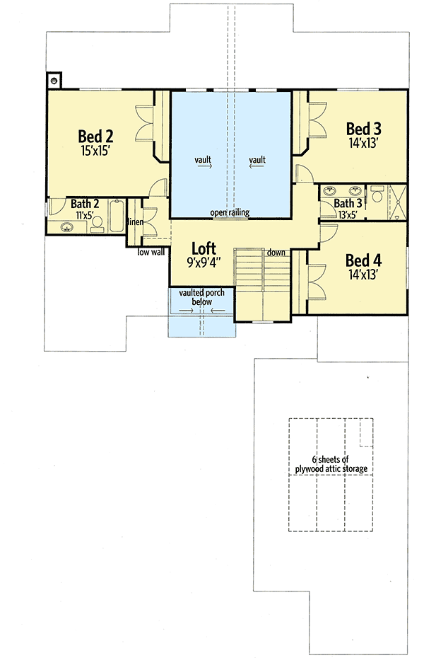 Plan 24370TW: Luxury Craftsman House Plan Idea for a Rear-Sloping Lot - Floor Plan - 2nd Floor - Craftsman, Mountain, Northwest