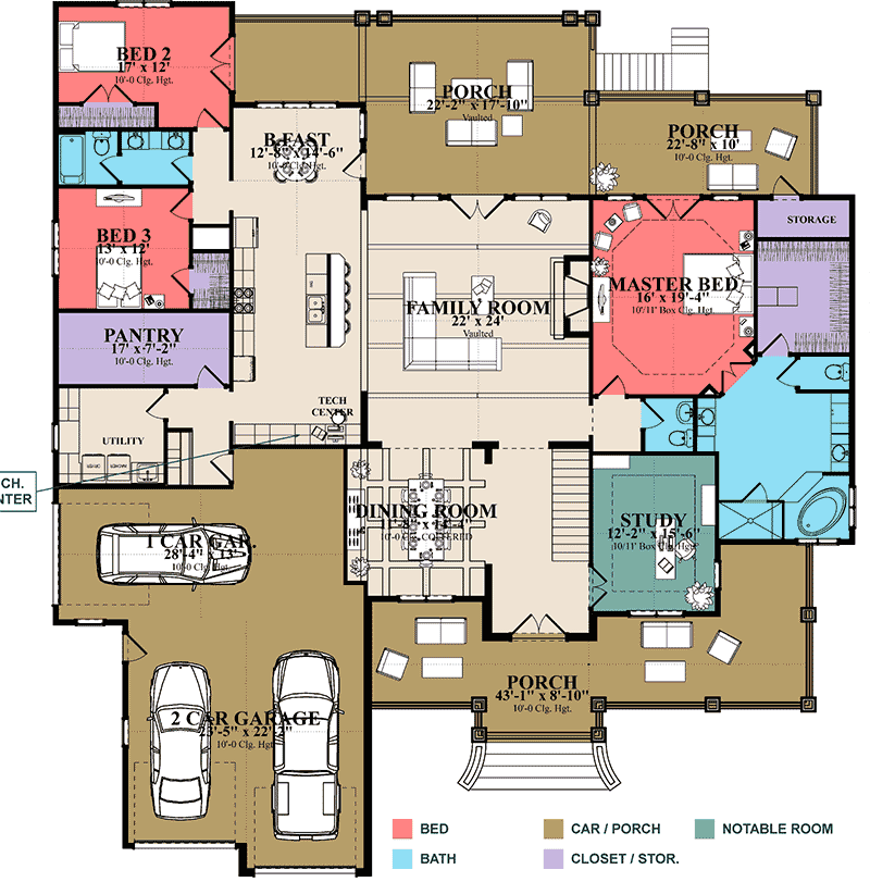 Plan 86297HH: Stunning Craftsman Home Plan with Optional Lower Level - Floor Plan - Main Level - Country, Craftsman, Ranch, Rustic