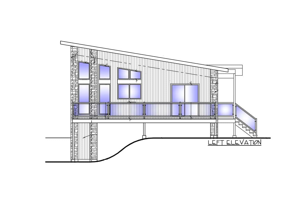 Plan 90310PD: Expandable Contemporary House Plan for a Rear Sloping Lot - 1217 Sq Ft - Image #4 - Contemporary, Mid Century Modern, Mountain, Ranch