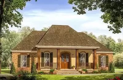 French Country House Plan with 3 Beds and a Flex Room