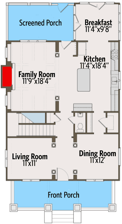 Plan 50155PH: Four Square With Three Porches - Floor Plan - Main Level - Craftsman, Northwest, Traditional