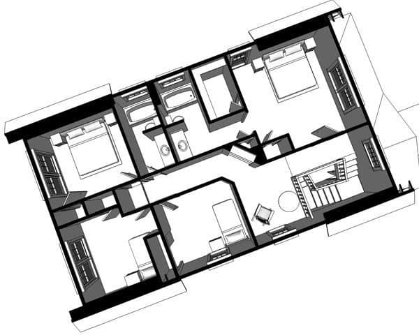 Plan 50159PH: Bungalow House Plan with Four Bedrooms and a Loft - Floor Plan - 3D 2nd Floor - Bungalow, Craftsman, Northwest