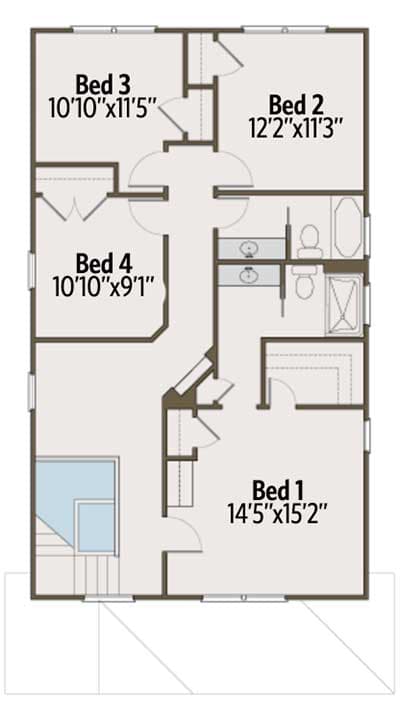 Plan 50159PH: Bungalow House Plan with Four Bedrooms and a Loft - Floor Plan - 2nd Floor - Bungalow, Craftsman, Northwest