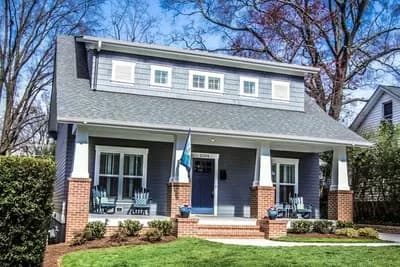 Cottage House Plan with Full Front Porch and Shed Dormer Above