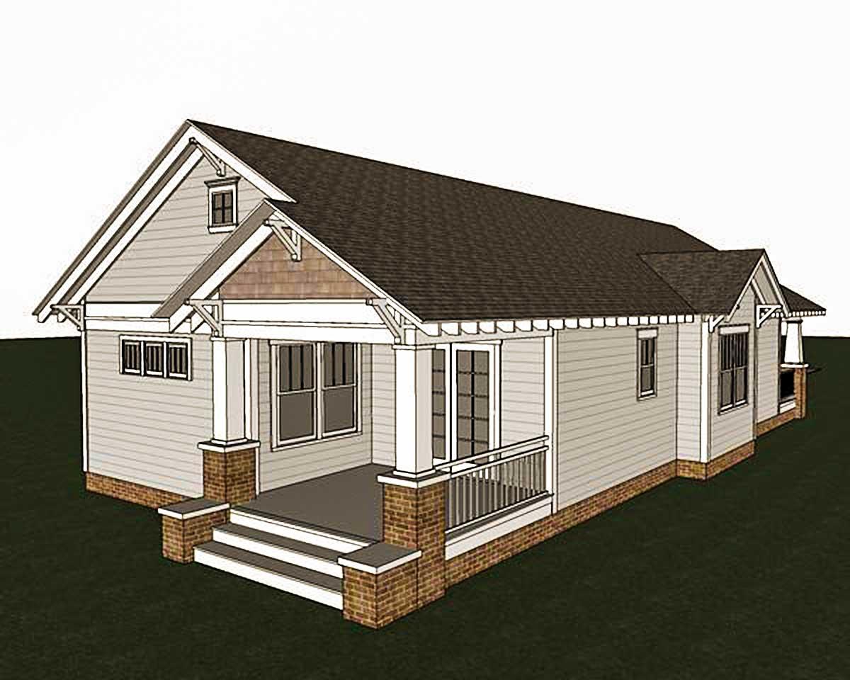 Plan 50161PH: Craftsman Bungalow with Porches Front and Back - Image #4 - Bungalow, Craftsman