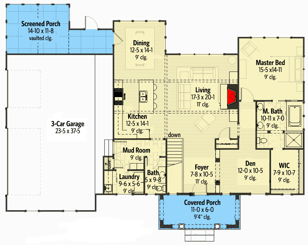 Plan 970054VC: Ranch House Plan with Expansion Possibilities - Floor Plan - Main Level - Ranch, Traditional