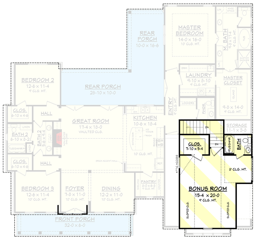 Plan 51766HZ: Mid-Size Exclusive Modern Farmhouse Plan - 2304 Sq Ft - Floor Plan - Optionally Finished Bonus - Country, Craftsman, Farmhouse, Modern Farmhouse, New American, Traditional
