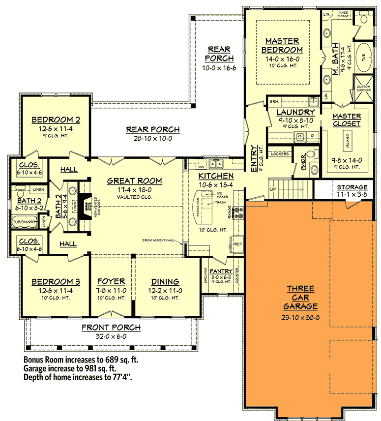 Plan 51766HZ: Mid-Size Exclusive Modern Farmhouse Plan - 2304 Sq Ft - Floor Plan - 3-Car Garage Option
 - Country, Craftsman, Farmhouse, Modern Farmhouse, New American, Traditional