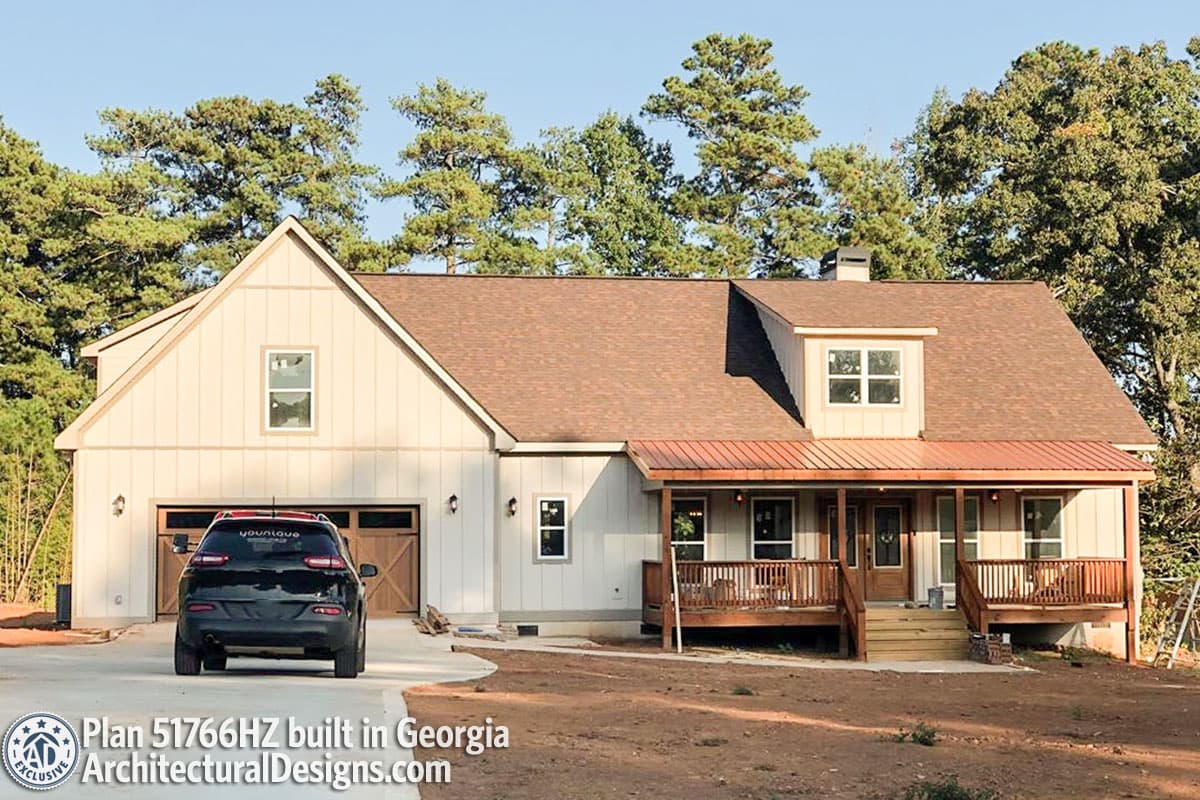 build gallery item - Exclusive Modern Farmhouse Plan 51766HZ comes to life in Georgia with a Front-Facing Garage