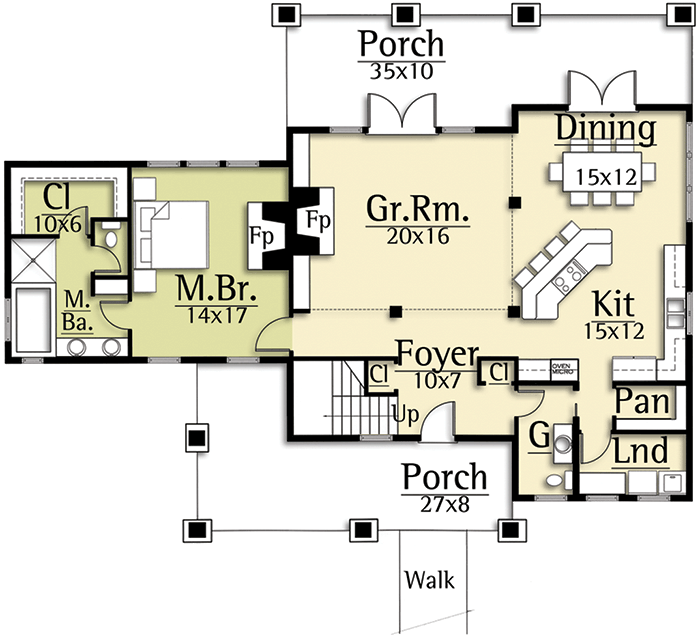 Plan 18832CK: Attractive Farmhouse House Plan - Floor Plan - Main Level - Country, Farmhouse, Rustic