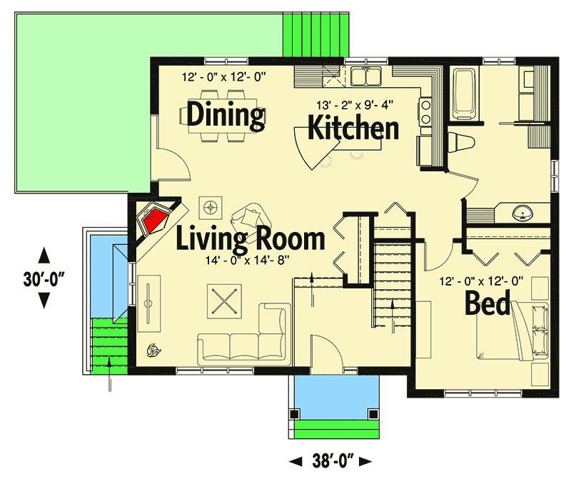 Plan 22470DR: Dual Entrance House Plan with Contemporary Good Looks - Floor Plan - Main Level - Contemporary, Northwest
