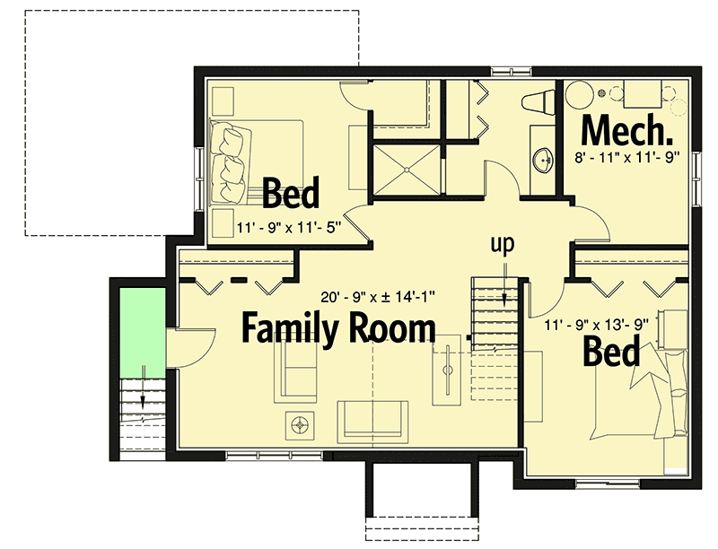 Plan 22470DR: Dual Entrance House Plan with Contemporary Good Looks - Floor Plan - Lower Level - Contemporary, Northwest
