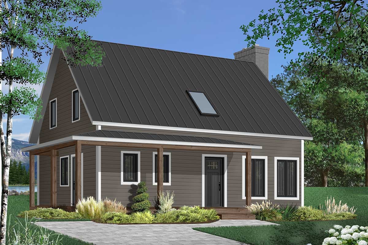 Plan 22474DR: 3-Bed Cottage House Plan with Open Floor Plan - 1772 Sq Ft - Image #5 - Cabin, Cottage, Northwest, Vacation