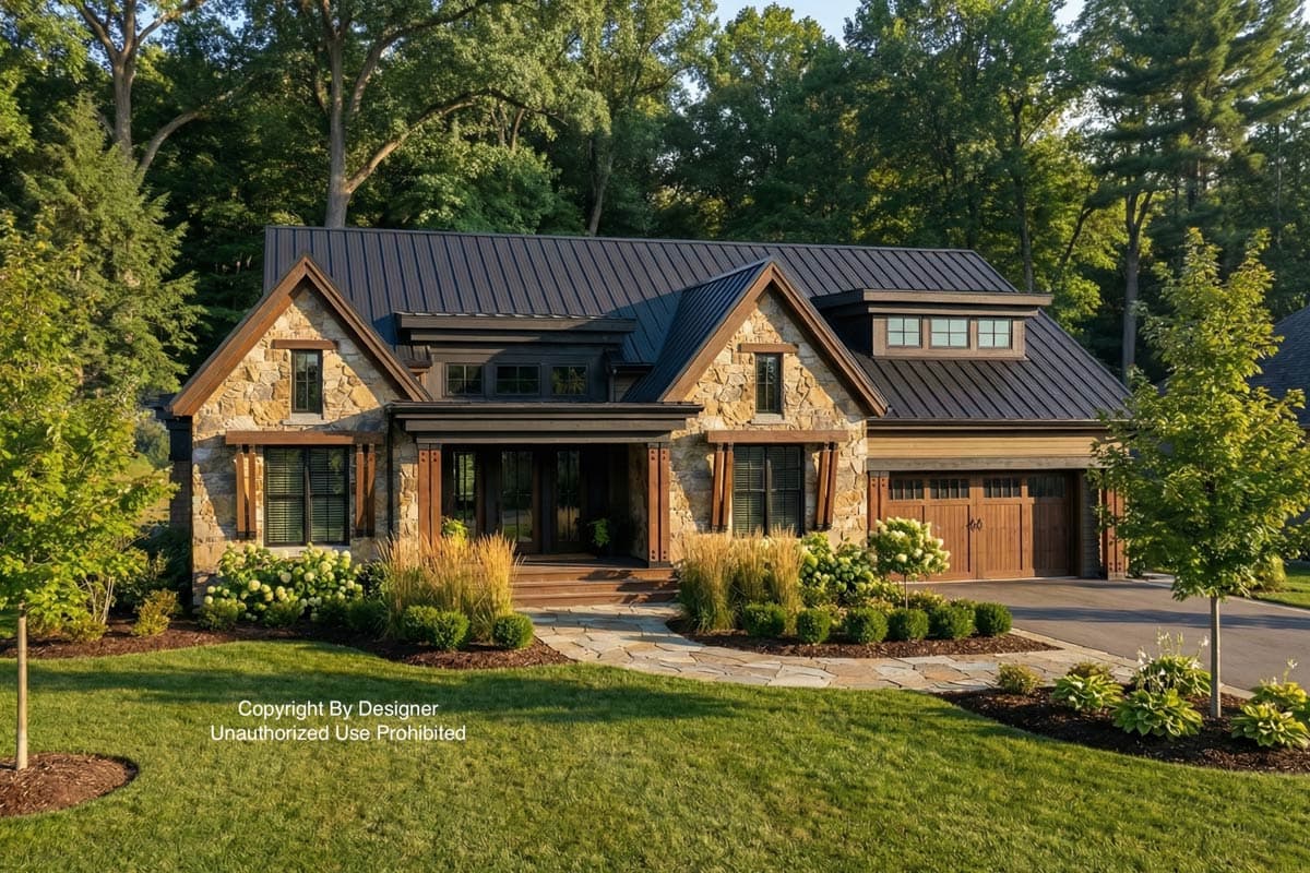 Plan 14657RK: Handsome Rugged Craftsman with Future Space