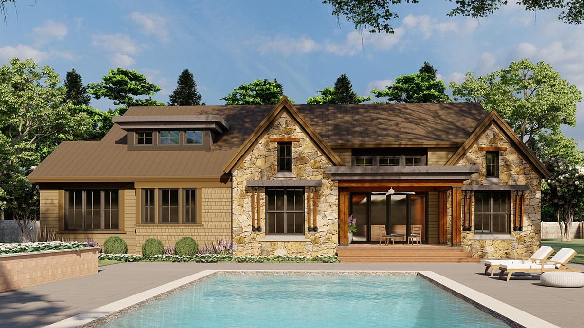 Plan 14657RK: Handsome Rugged Craftsman with Future Space