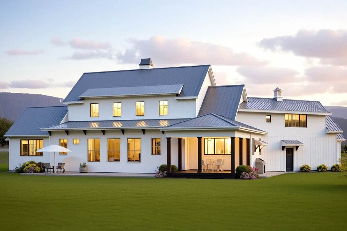 Plan 28912JJ: Modern Farmhouse with Angled Garage Plus Bonus Room Above - Image #4 - Country, Farmhouse, Modern Farmhouse, New American, Traditional