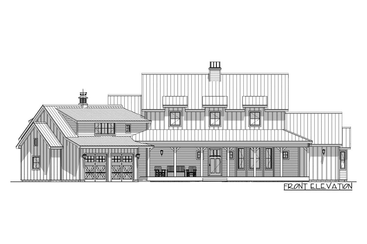 Plan 28912JJ: Modern Farmhouse with Angled Garage Plus Bonus Room Above - Image #8 - Country, Farmhouse, Modern Farmhouse, New American, Traditional