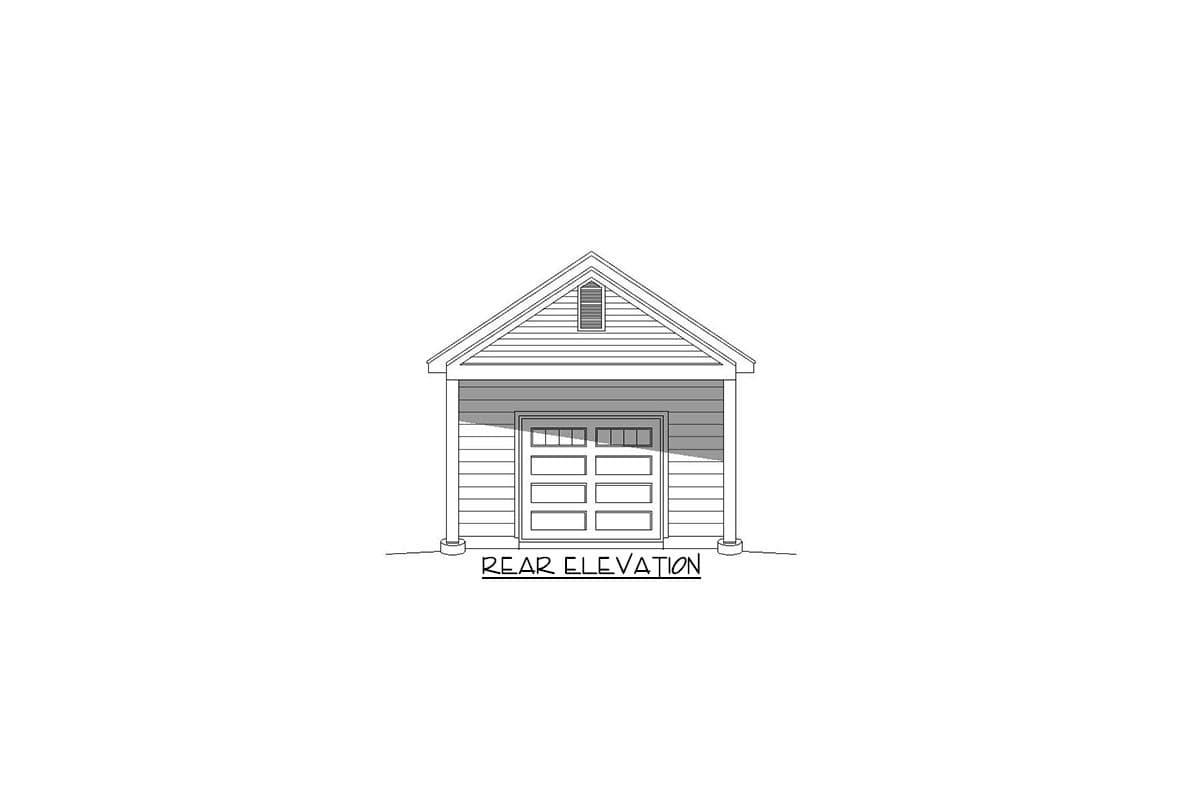 Plan 68495VR: 1-Car Garage with a Workshop - Image #4 - Country, Traditional