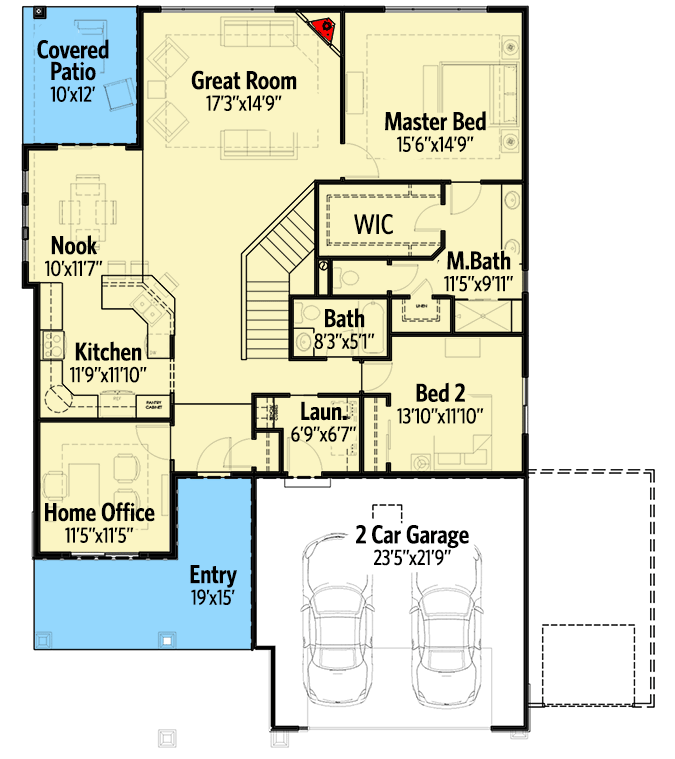 Plan 64439SC: Cozy Bungalow House Plan - 1760 Sq Ft - Floor Plan - Main Level - Bungalow, Craftsman, Northwest