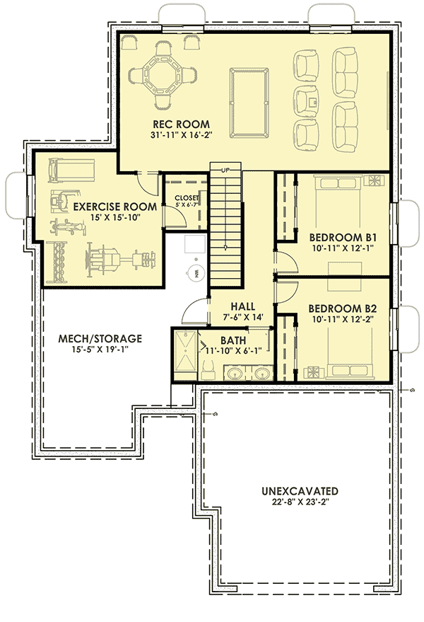 Plan 64441SC: Expandable Bungalow House Plan - 1807 Sq Ft - Floor Plan - Optional Finished Lower Level - Bungalow, Craftsman, Northwest