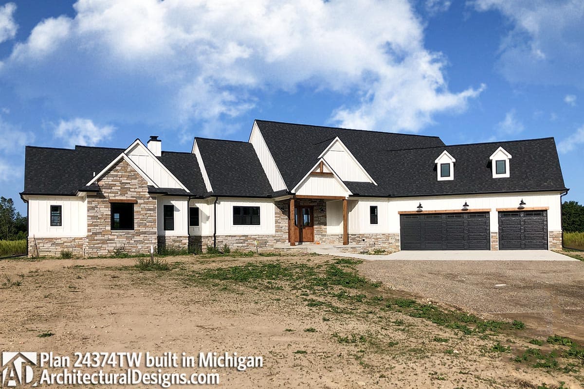 Plan 24374TW: Country Craftsman with Vaulted Interior and French Door Foyer - Image #5 - Country, Craftsman, New American