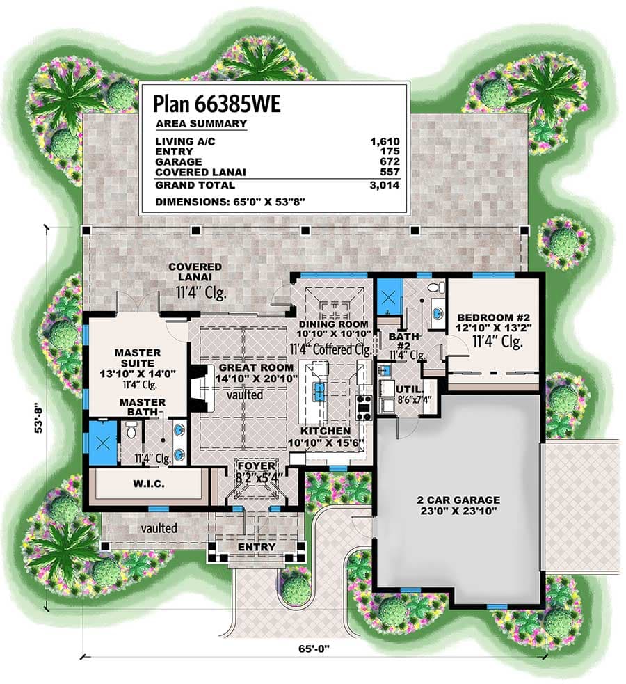 Plan 66385WE: Exquisite Two Bedroom Craftsman House Plan - Floor Plan - Main Level - Craftsman, New American, Northwest