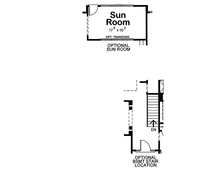 Plan 42500DB: 2 Bed House Plan with Sunroom - Floor Plan - Optional - Traditional