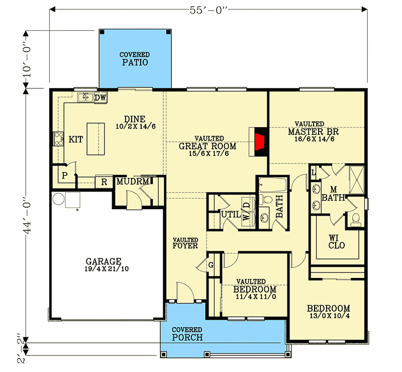 Plan 2892J: Craftsman Ranch with Vaulted Ceilings - Floor Plan - Main Level - Country, Craftsman, Northwest, Ranch