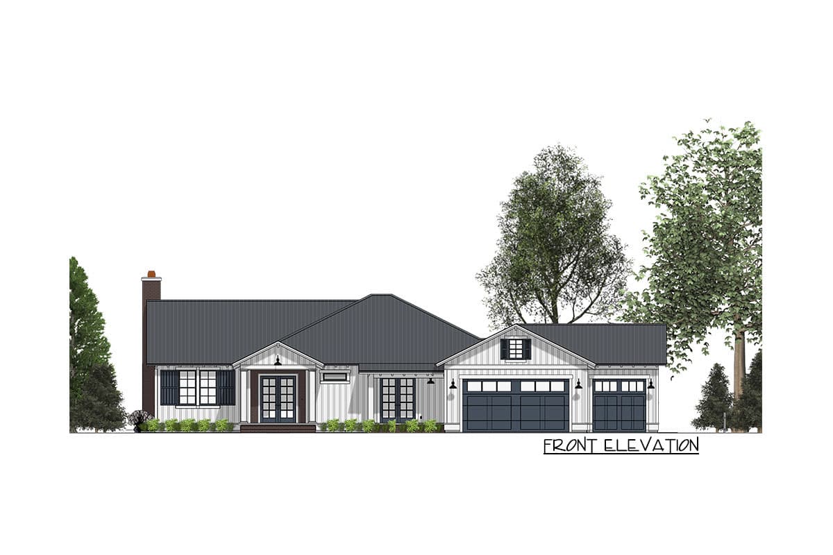 Plan 64442SC: Handsome Ranch Home with Expansion Possibility - Image #5 - Farmhouse, Ranch