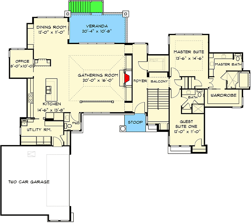 Plan 93094EL: Impressive and Exclusive Prairie House Plan - Floor Plan - Main Floor - Contemporary, Northwest, Prairie