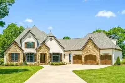 French Country House Plan with Timber-Beamed Vaulted Ceilings - 3119 Sq Ft
